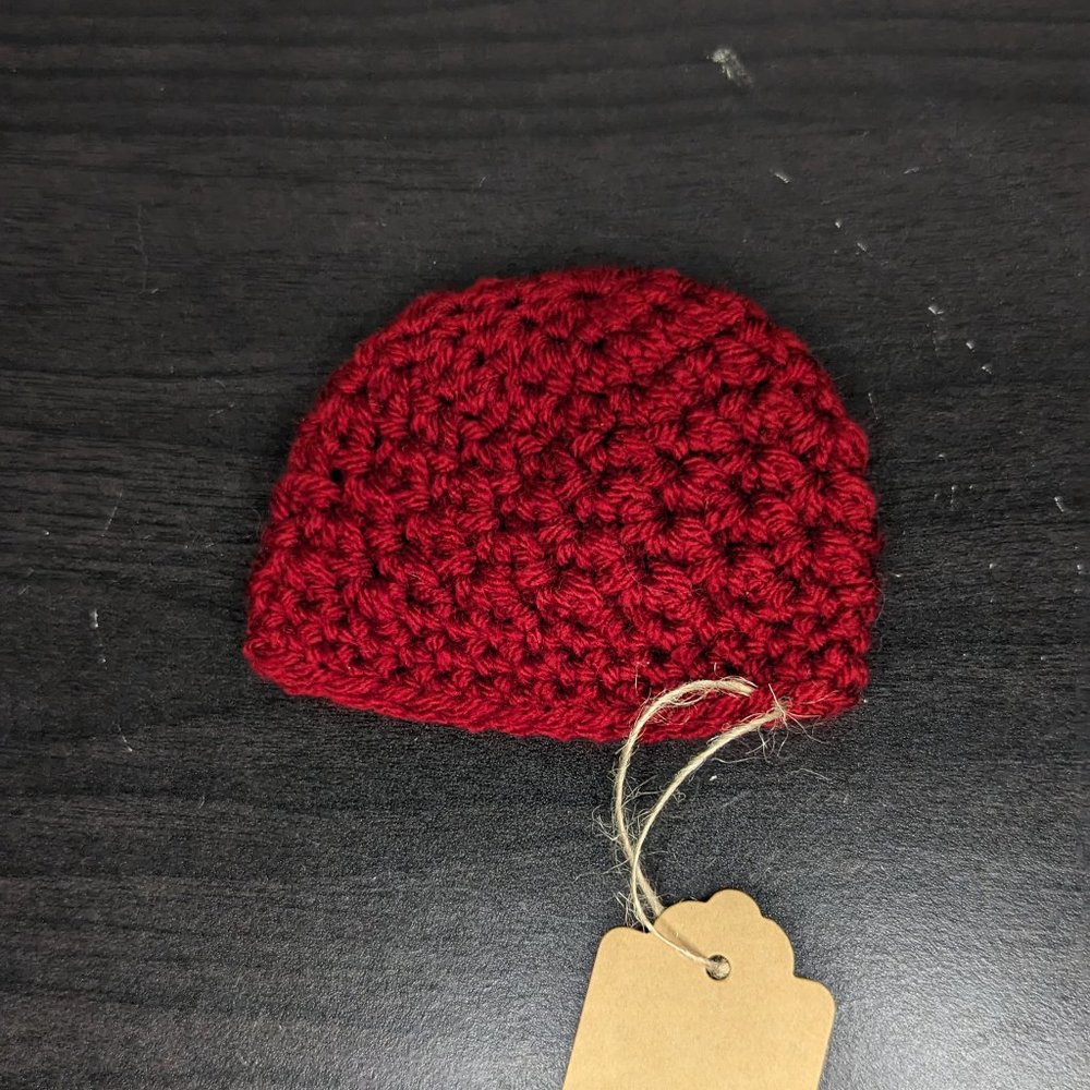Hand Crafted Red Crochet Preemie Baby Hat